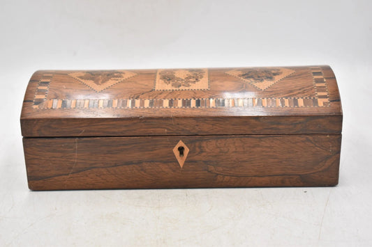 Antique Tunbridge Ware Dome Top Glove Handkerchief Box