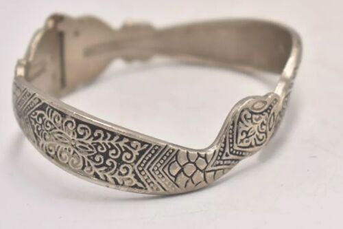 Vintage Sterling Silver 925 Double Headed Snake Hinged Bangle Bracelet