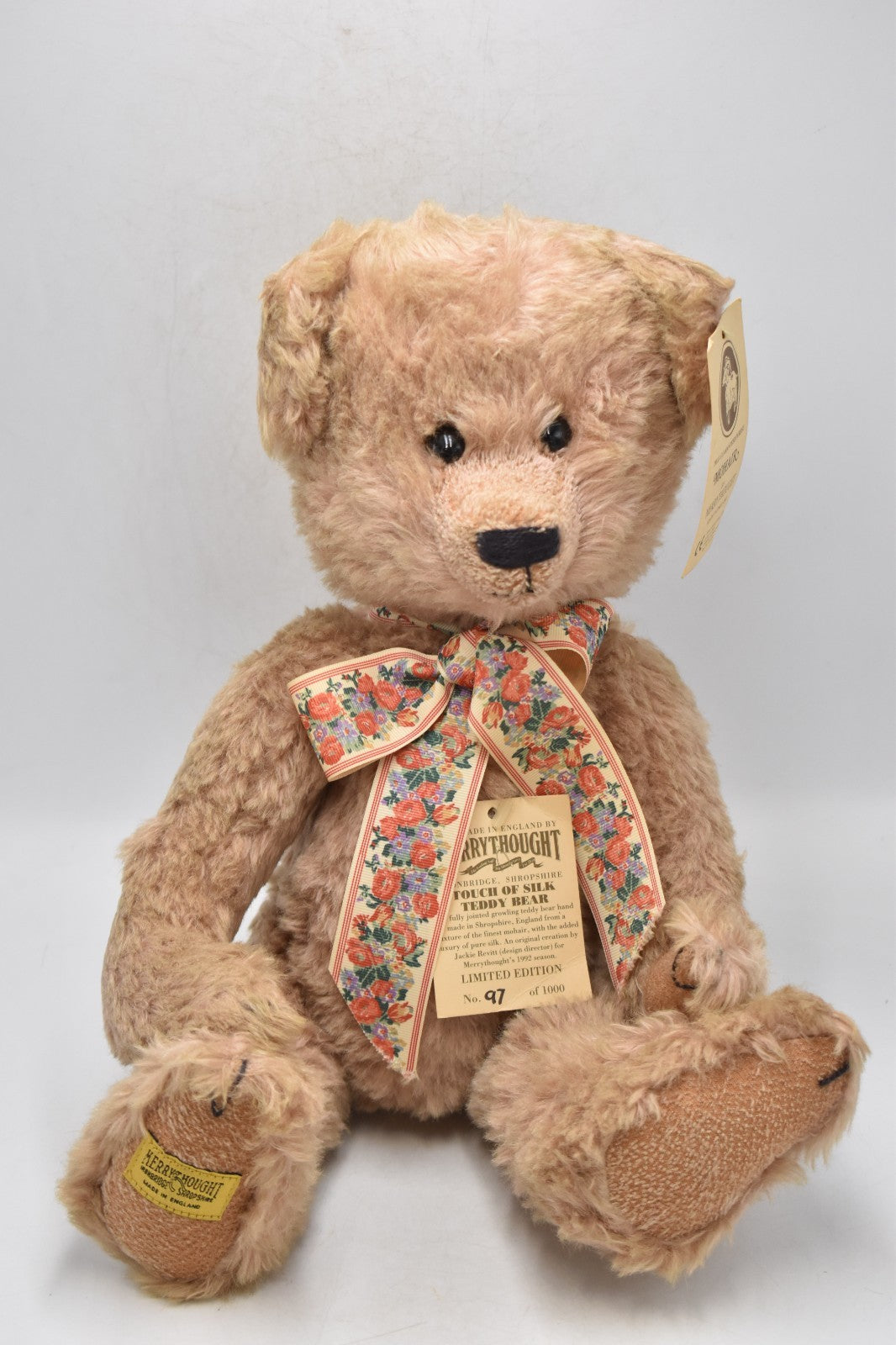 Merrythought Touch of Silk Teddy Bear – Ltd Ed 97/1000 – Mohair – Boxed