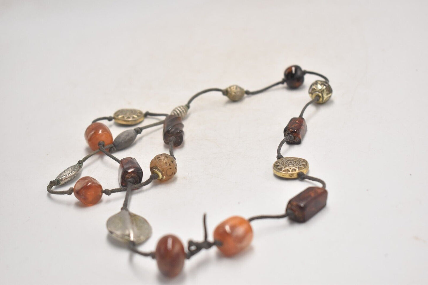 Vintage Retro Boho Multi-Colour Glass, Beaded & Metal Ladies Necklace – 38cm