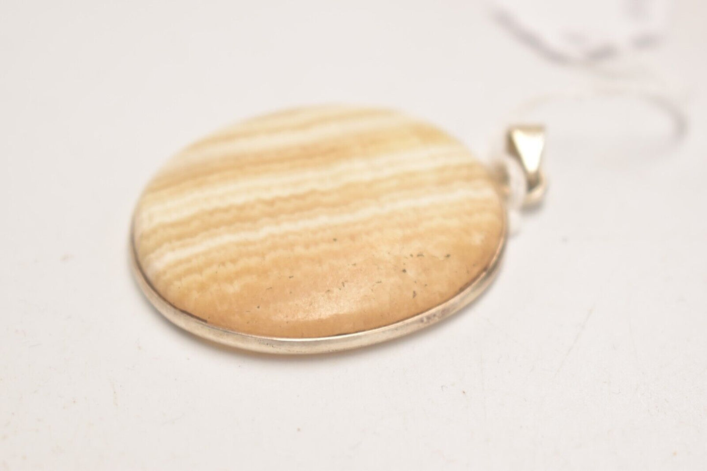 Vintage 925 Sterling Silver Yellow Agate Pendant Necklace – Elegant Statement
