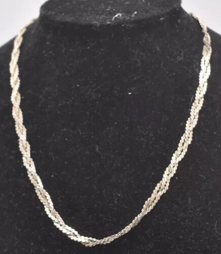 Vintage Sterling Silver 925 3 Strand Braided Necklace – 40cm