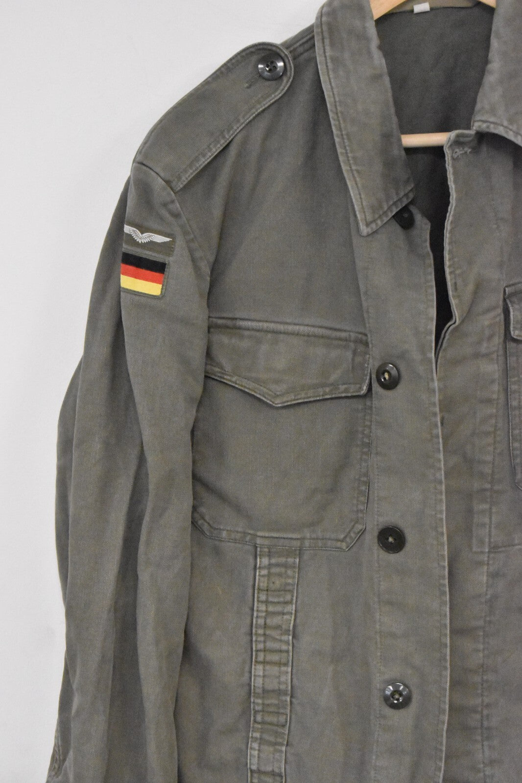 Vintage German Army Olive Moleskin Shirt – 40" Chest – Military Surplus Utility