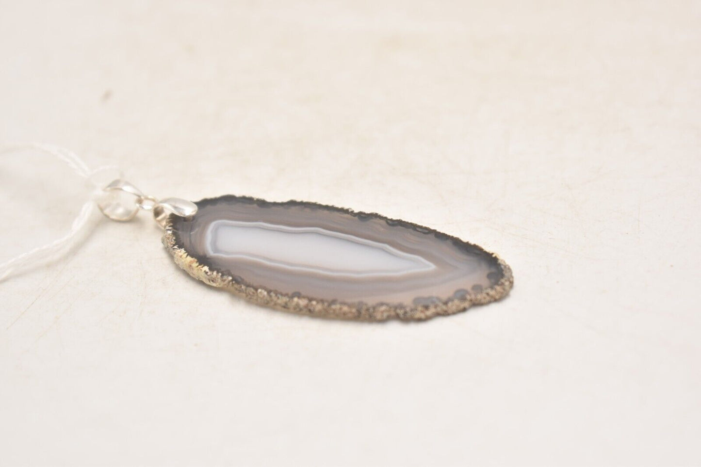 Vintage Sterling Silver 925 and Grey Agate Pendant
