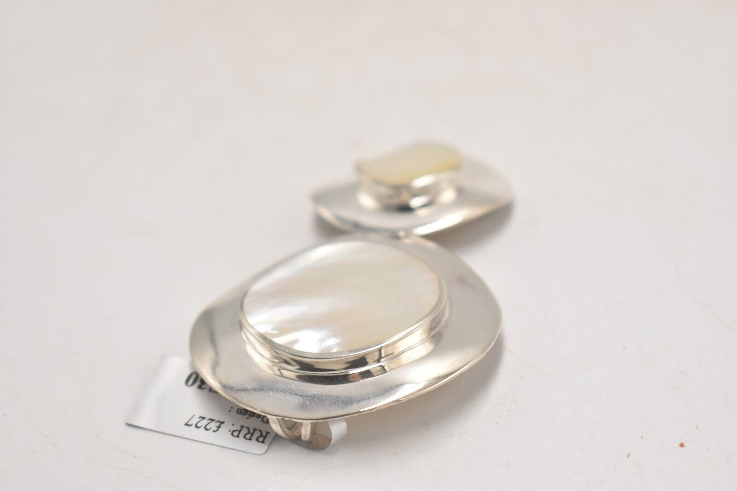 Vintage Sterling Silver 925 Mother of Pearl Minimalist Statement Pendant