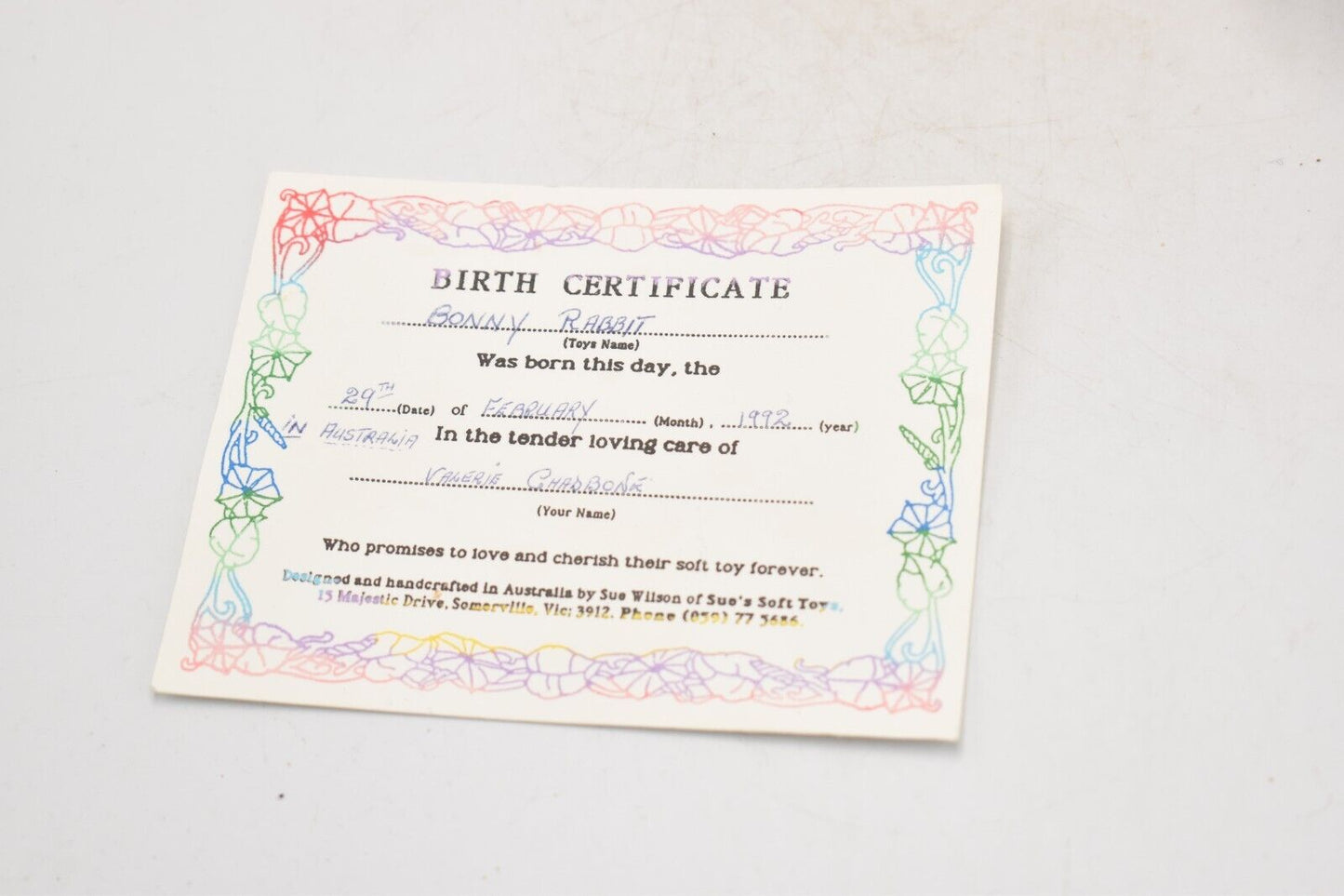 Vintage Sue Wilson Artist Porcelain Doll – Bonny Rabbit – 22cm