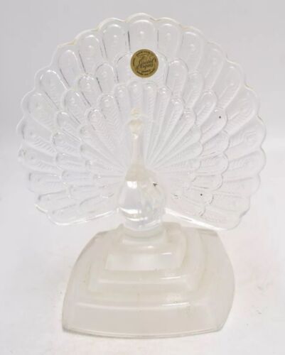 Vintage Cristal d’Arques Lead Crystal Peacock Ornament Figurine Clear Glass