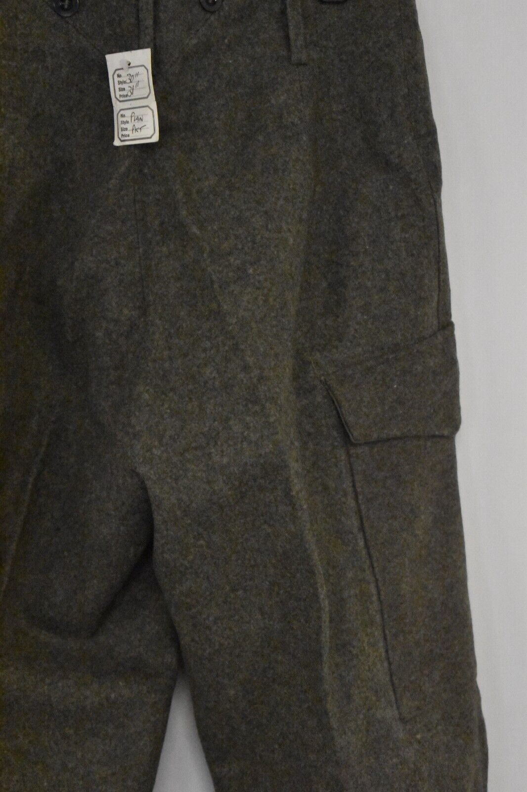 Swedish Army WWII Olive Grey Wool Field Trousers with Leather Straps Dated 1941