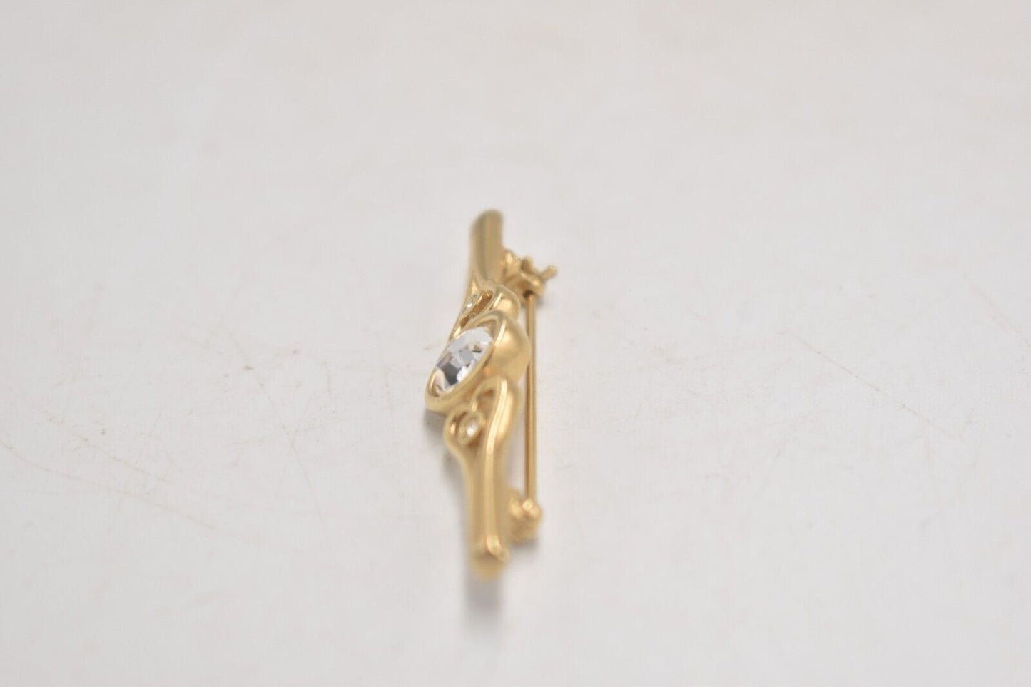 Vintage Gold Tone Diamante Bar Brooch