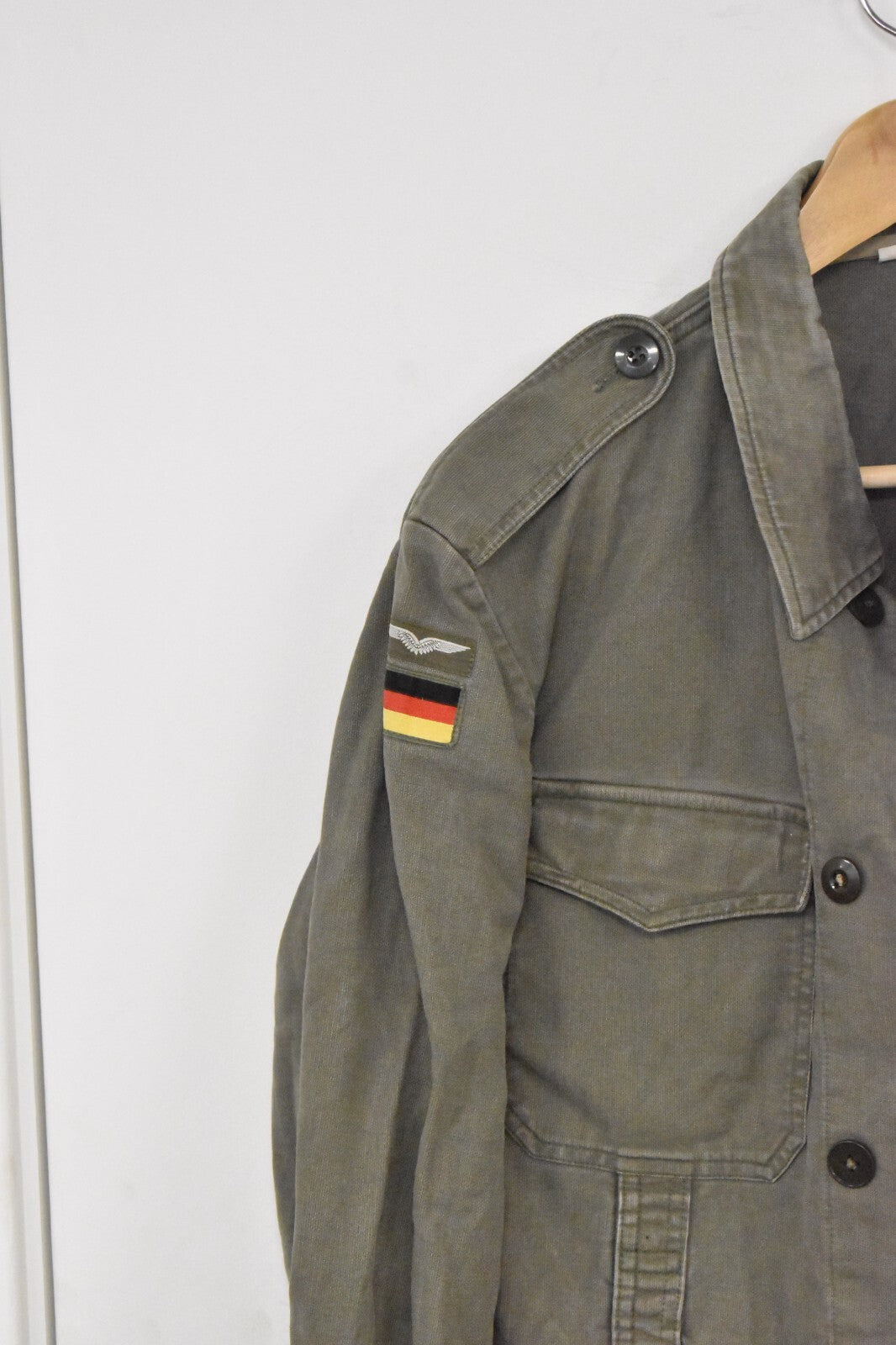 Vintage German Army Olive Moleskin Shirt – 40" Chest – Military Surplus Utility