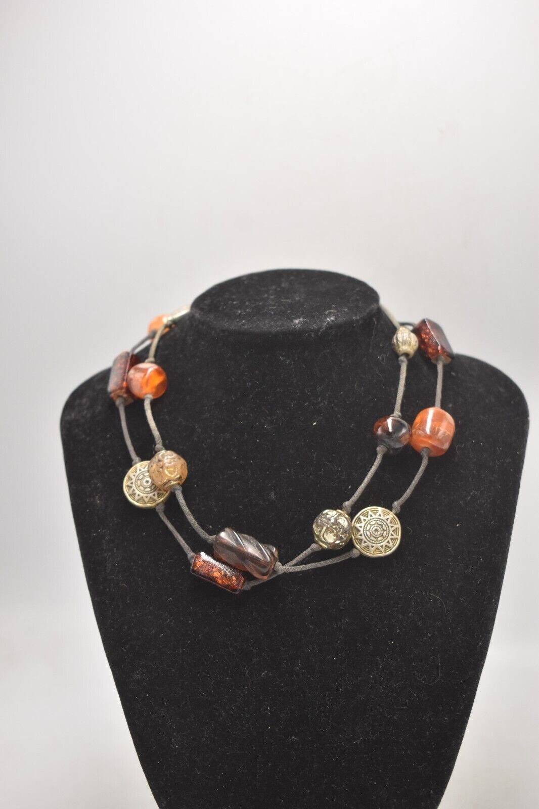 Vintage Retro Boho Multi-Colour Glass, Beaded & Metal Ladies Necklace – 38cm