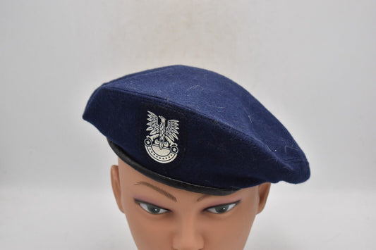Vintage Polish Army Dark Blue Beret Flash Engineers – Size 57