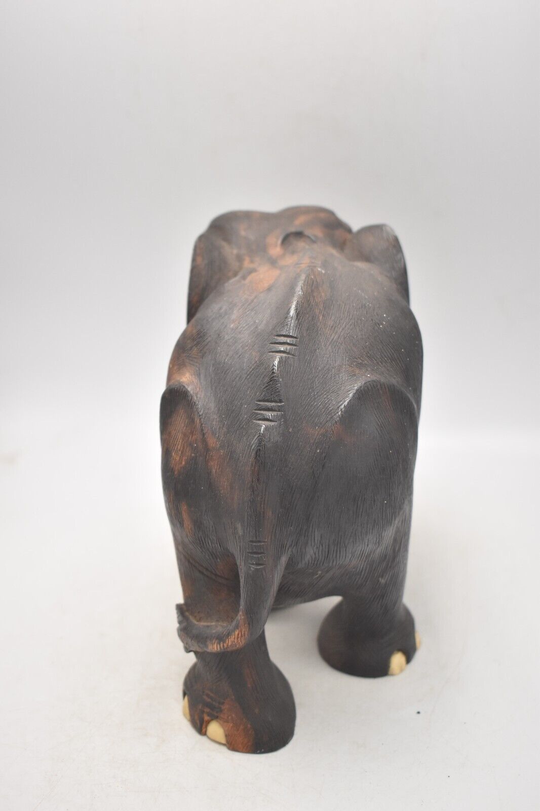 Antique Vintage Hand-Carved Wooden Elephant Statue Ceylon 17.5cm Figurine