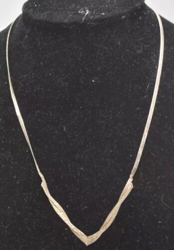 Vintage Sterling Silver 925 Herringbone Necklace 40cm