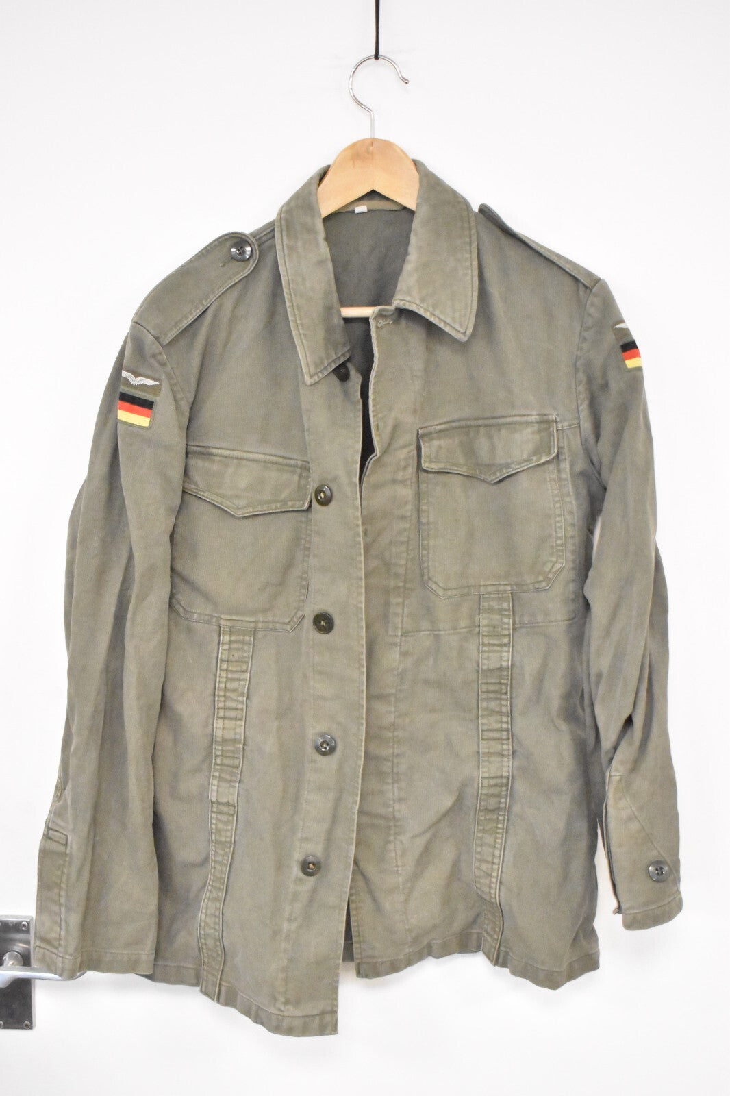 Vintage German Army Olive Moleskin Shirt – 40" Chest – Military Surplus Utility