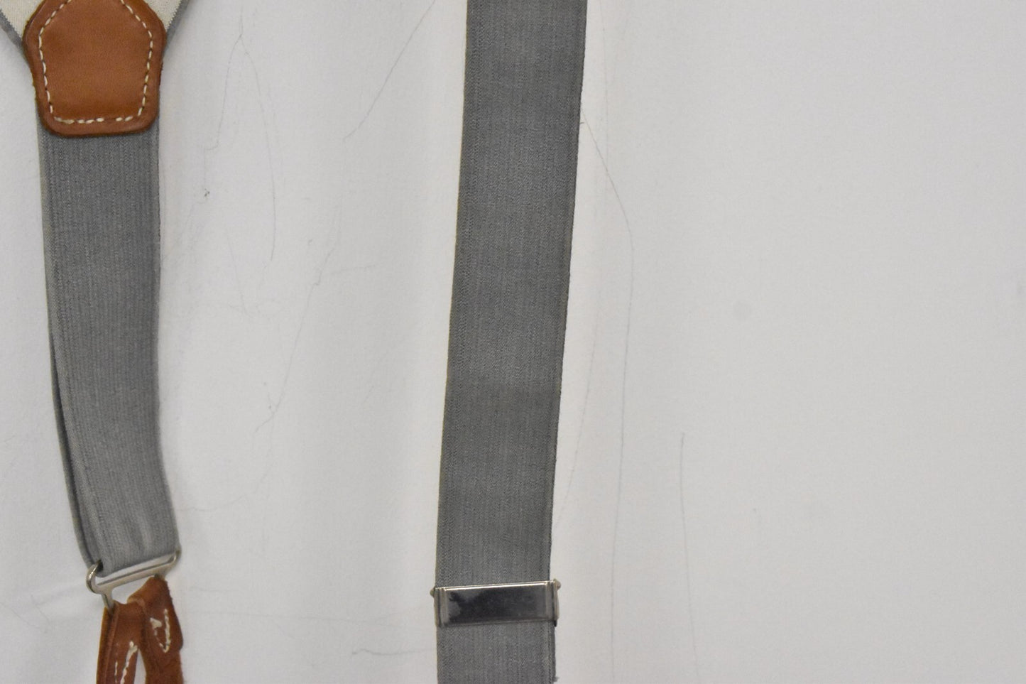 British RAF Army Grey Elastic Braces – Leather Buckles – 100cm