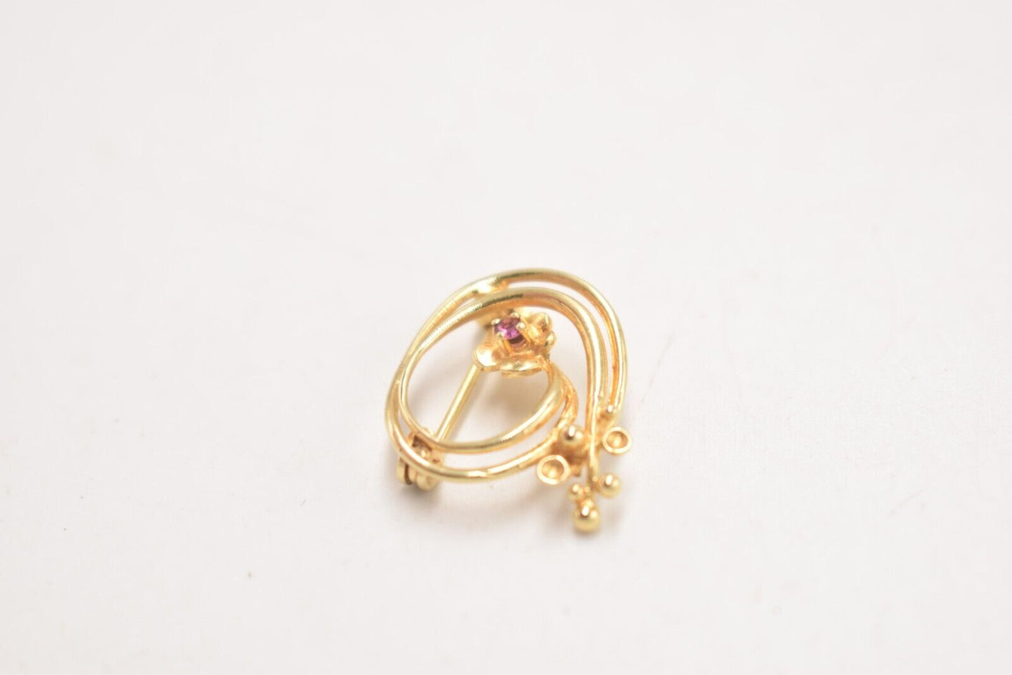 Vintage Amos Germany 14ct Gold Plated Garnet Floral Brooch