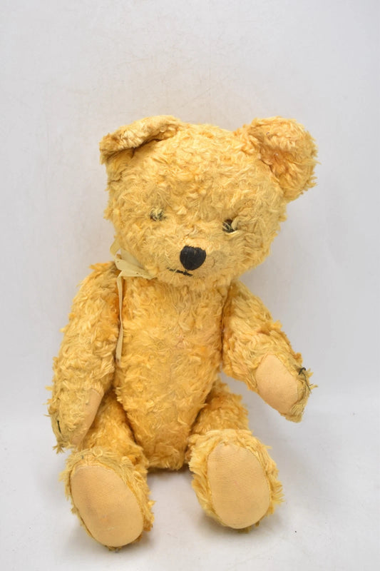 1950s Post-War Silk Plush Vintage Teddy Bear Fully Jointed 35cm