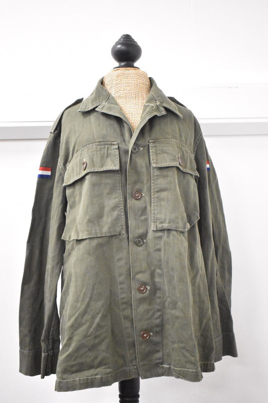 Vintage 1959 Dutch Army Fatigue Utility Shirt - Chest 38", Grade 1