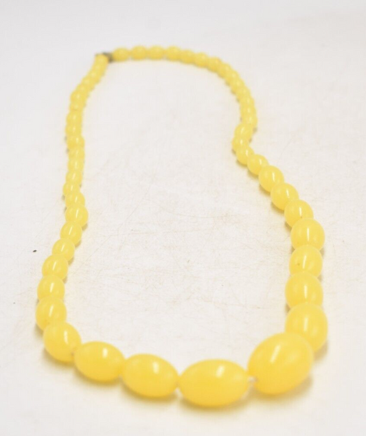 Art Deco Bakelite Butterscoth Amber Egg Yolk Graduated Beaded Necklace 60cm