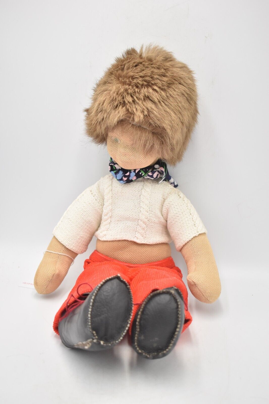 Vintage Felt Rag Doll with Clothes - 42cm