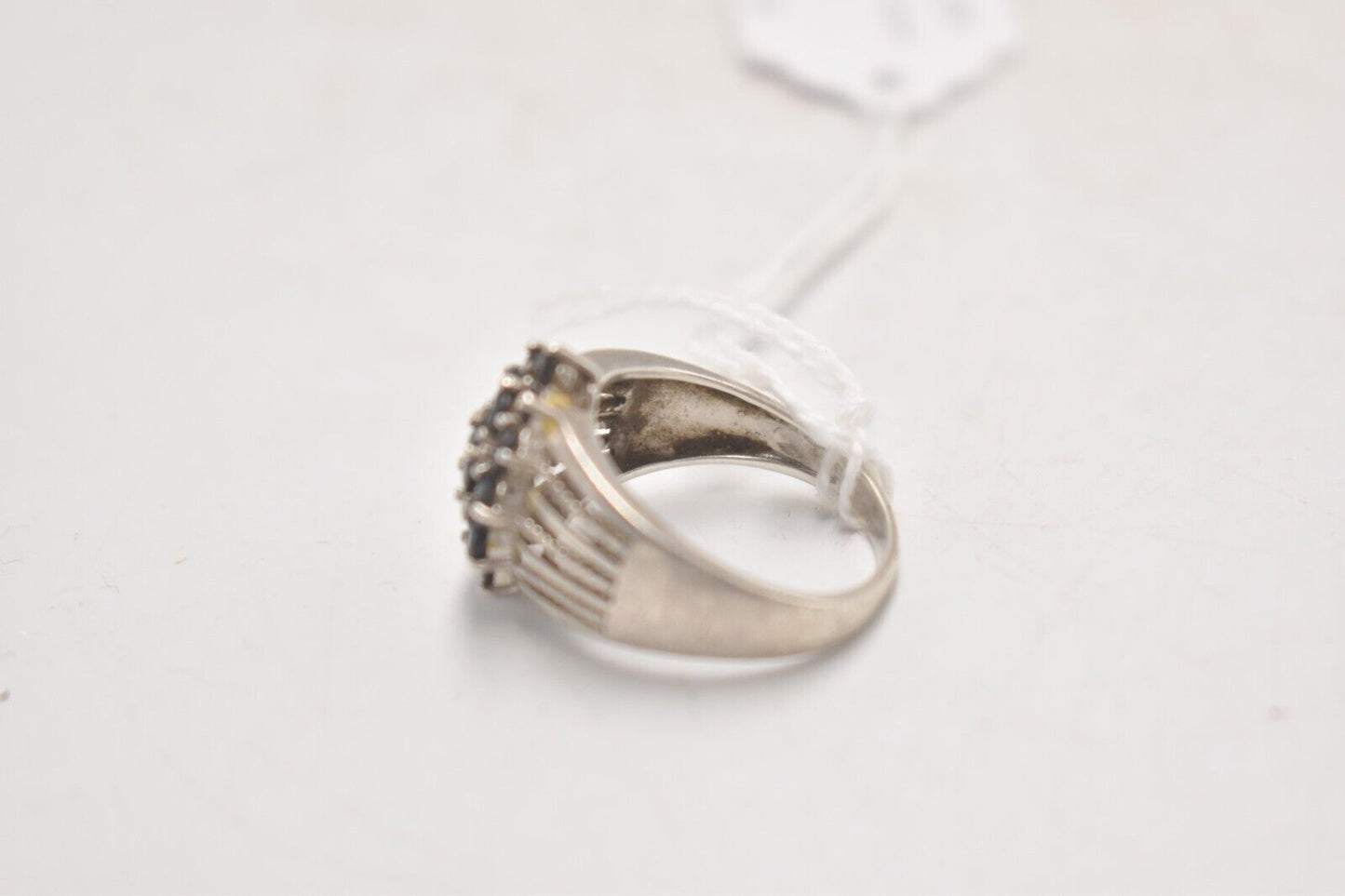 Vintage Sterling Silver 925 and Black Onyx Cluster Ring - Size U