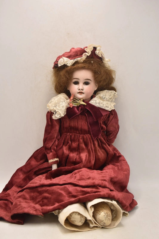 Antique German Cuno Otto & Dressel Bisque Head Leather Body Doll 48cm