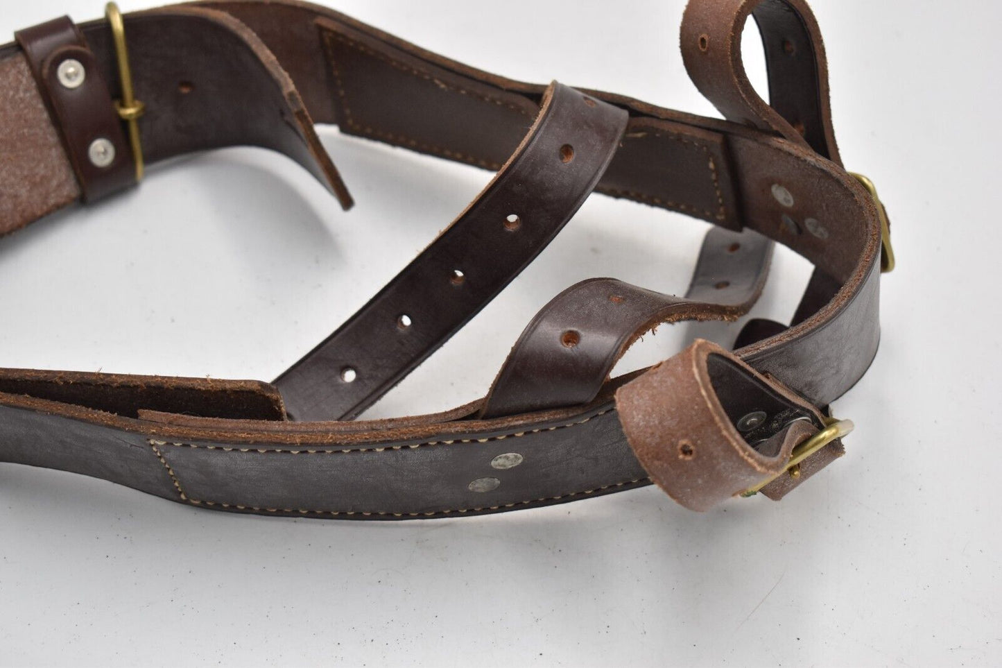 British Army WWI 1914 Pattern Leather Reproduction Webbing Belt by MHW – W32"