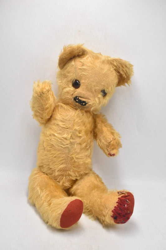 1940s Tara Toys Mohair Vintage Teddy Bear Fully Jointed Glass Eyes 46cm