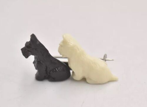 Vintage Scottie Dog Black and White Brooch – Made in Great Britain