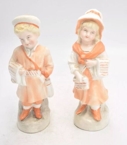 Antique 19th Century German Bisque Boy & Girl Figurine Statues – Collectible