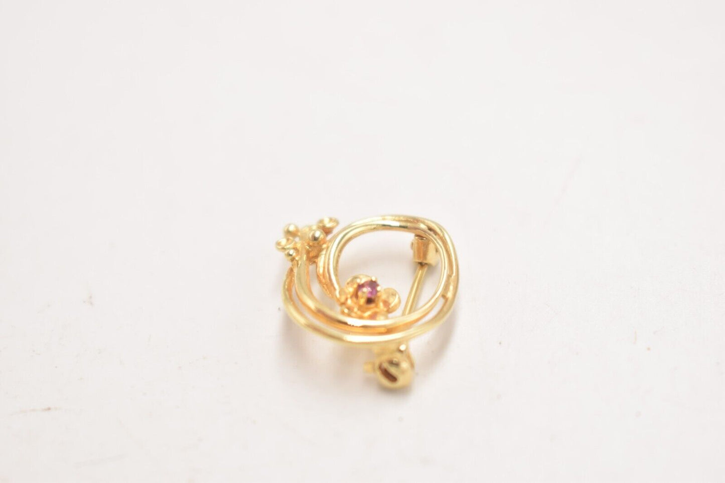 Vintage Amos Germany 14ct Gold Plated Garnet Floral Brooch