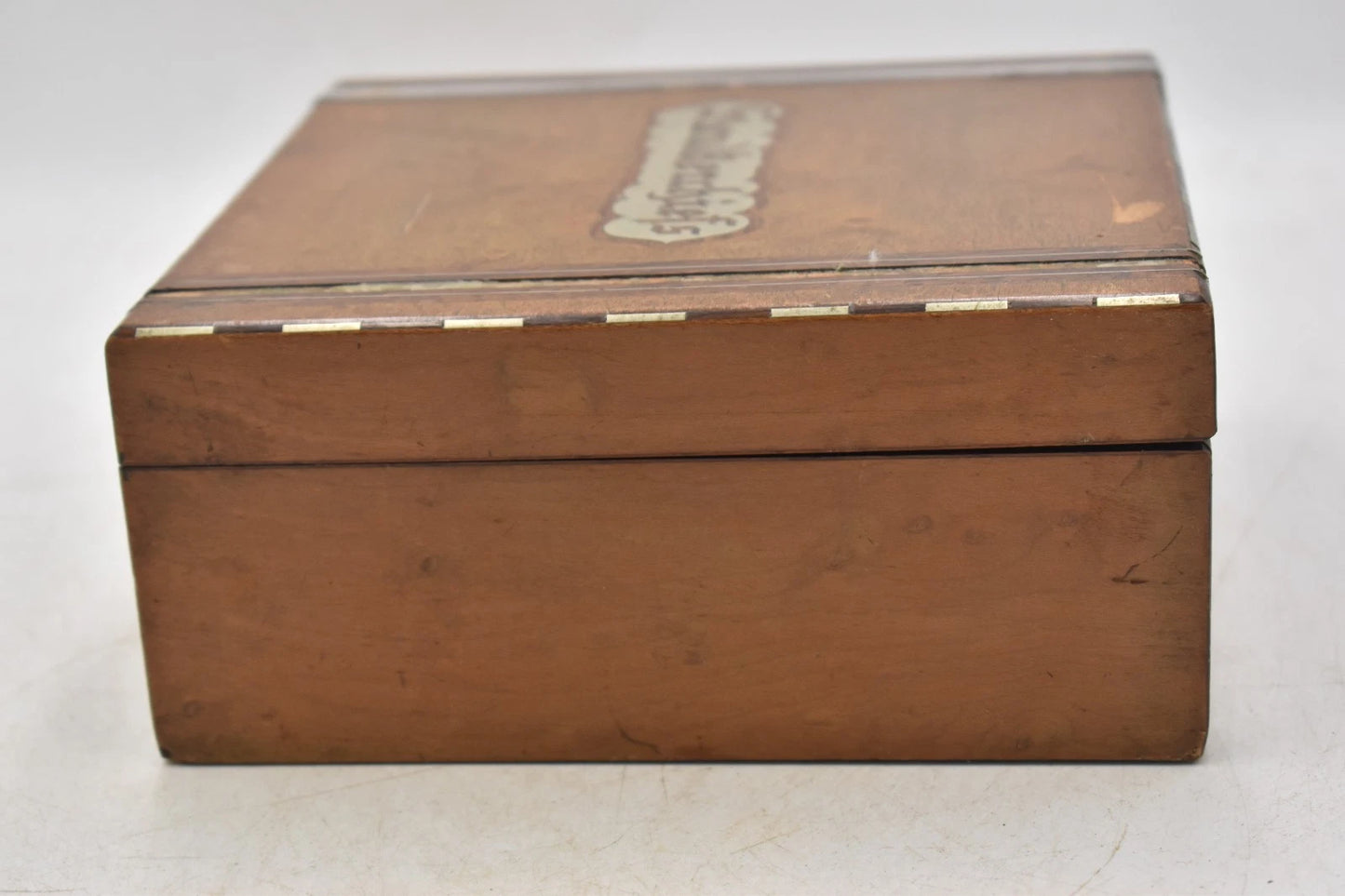 Antique Victorian Wooden Handkerchief Box Silk Interior