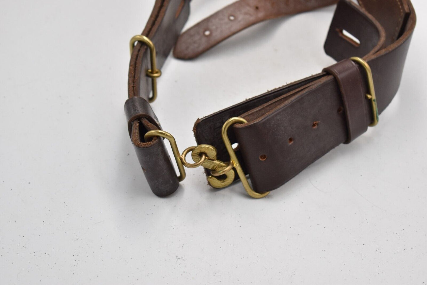British Army WWI 1914 Pattern Leather Reproduction Webbing Belt by MHW – W32"