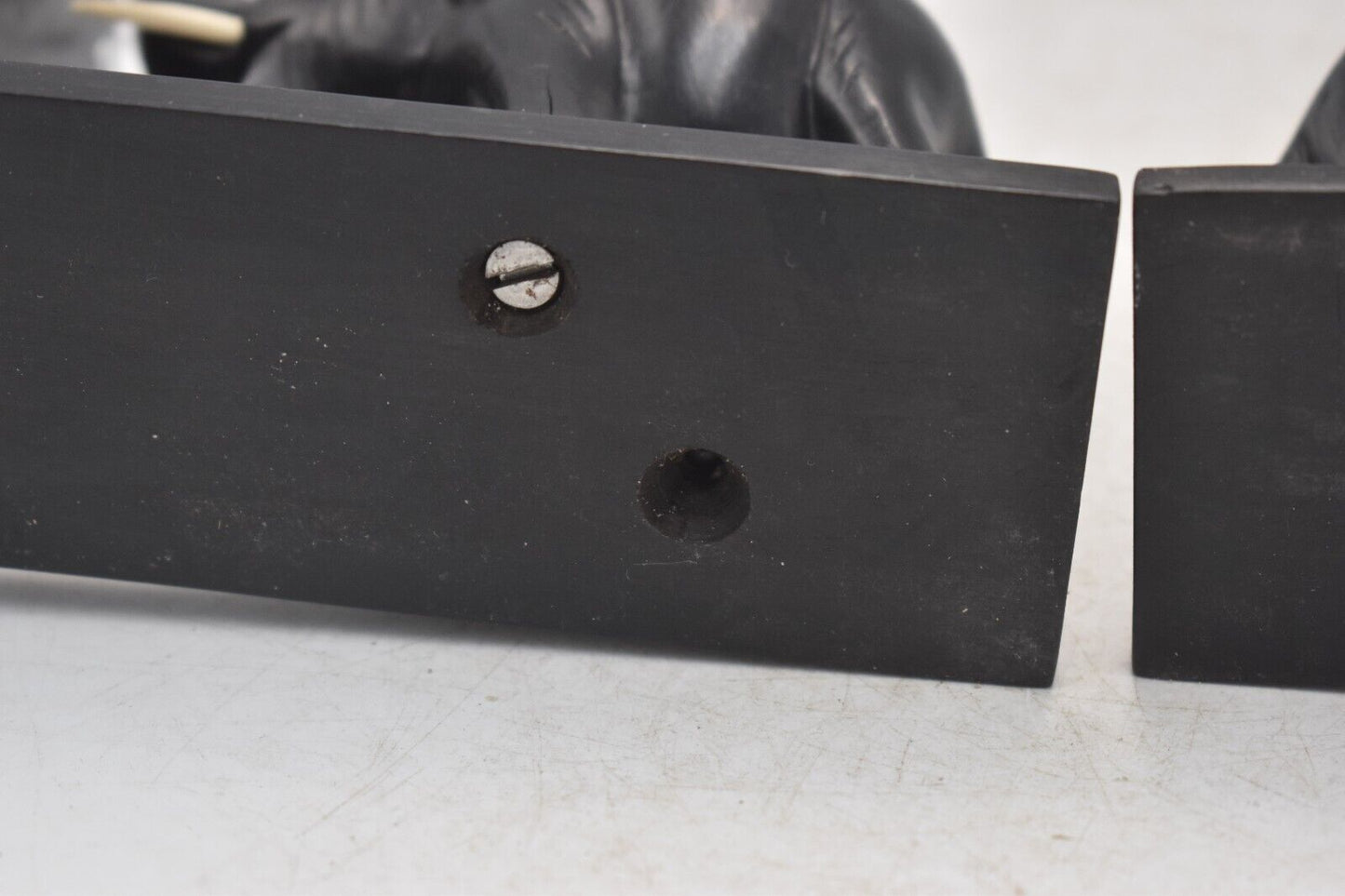 Vintage Hand-Carved Ebony Wooden Elephant Bookends Ceylonese 13cm