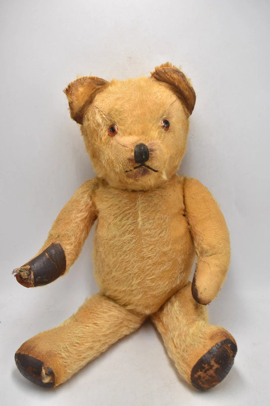 1930s Chad Valley English Mohair Vintage Teddy Bear Fully Jointed Glass Eyes