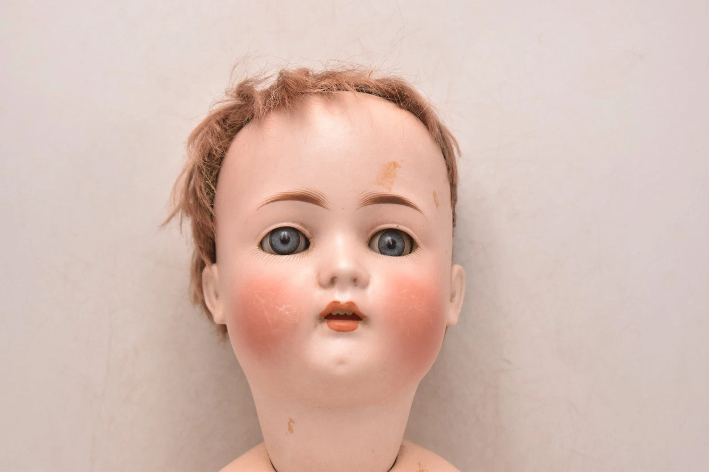 Antique Bruno Schmidt Large Bisque Head Doll 54cm Sleepy Blinking Eyes Vintage