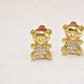 Vintage Diamante Teddy Bear Gold Tone Clip-On Earrings