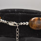 Vintage Sterling Silver 925 Tiger Eye Statement Necklace 52cm