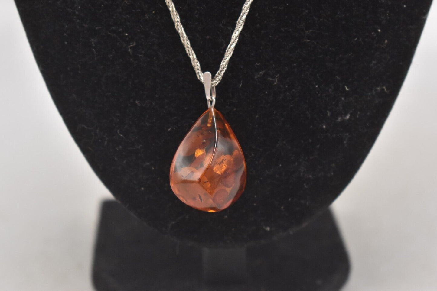 Vintage Sterling Silver 925 Necklace with Baltic Amber Pendant