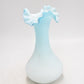 Vintage Spanish Fenton Ruffle Milk Glass Aqua Blue Vase 17cm