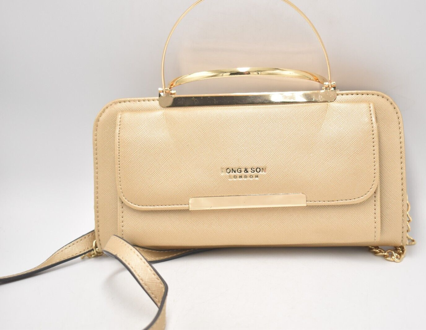 Long & Son London Gold Crossbody Handbag - Metallic Ladies Bag with Strap