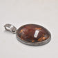 Vintage Sterling Silver 925 and Amber Modernist Oval Necklace Pendant Hallmarked