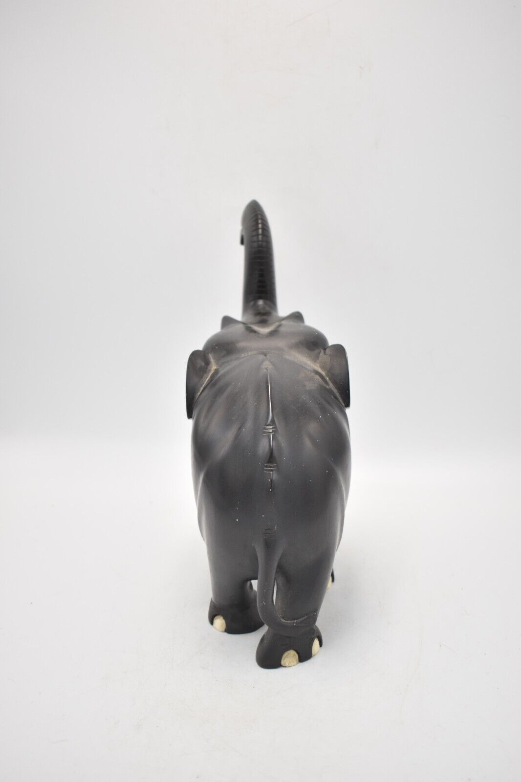 Antique Vintage Black Ebony Wood Elephant Statue – Hand-Carved Figurine – 1.4KG