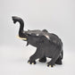 Antique Vintage Black Ebony Wood Elephant Statue – Hand-Carved Figurine – 1.4KG