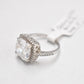 Vintage Sterling Silver & White Beryl Princess Cut Ring - Size J