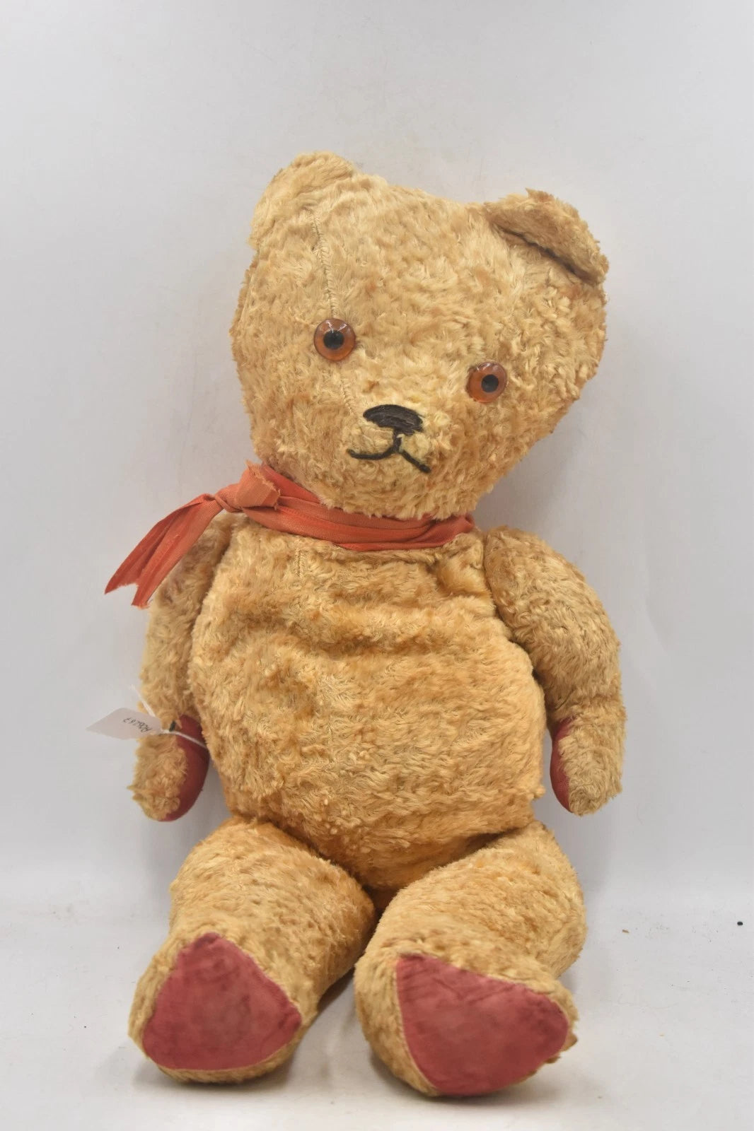 Vintage 1950s European Silk Plush Teddy Bear Fully Jointed 54cm Wood Wool Filled