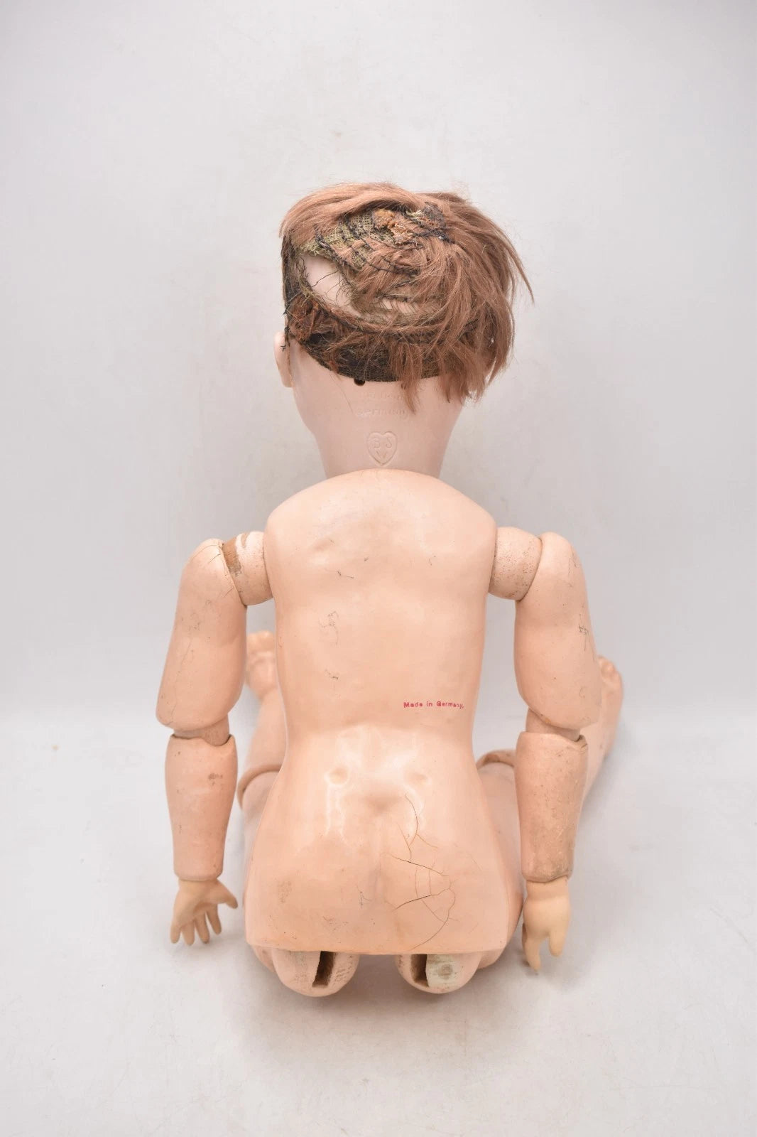 Antique Bruno Schmidt Large Bisque Head Doll 54cm Sleepy Blinking Eyes Vintage