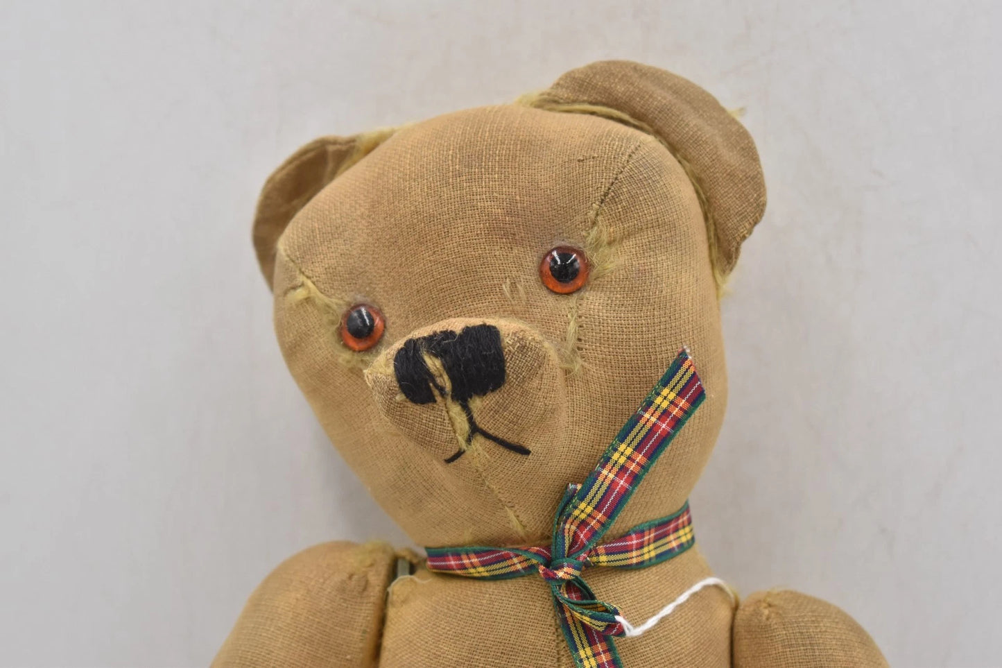 Antique Vintage Mohair Teddy Bear 36cm Fully Jointed Glass Eyes Kapok Stuffed