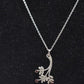 Vintage Sterling Silver 925 Necklace with Amber Stones in Floral Silver Setting – 24cm